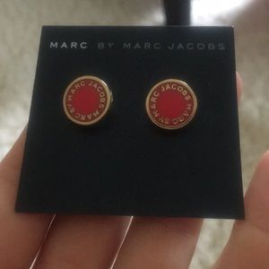 Marc Jacobs red button earrings